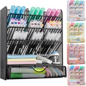 metal pen organizer pencil holder desk organizer with drawer office school suppl